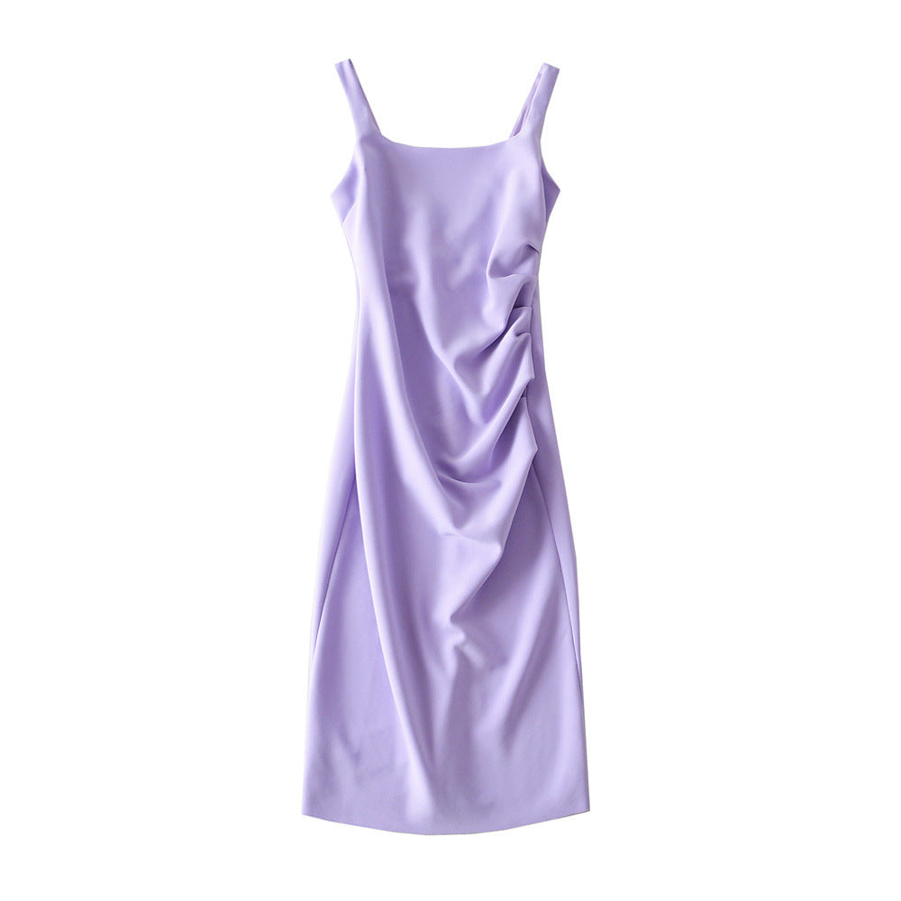 Damen figurbetontes Midi-Kleid mit elegantem Rüschendetail EB