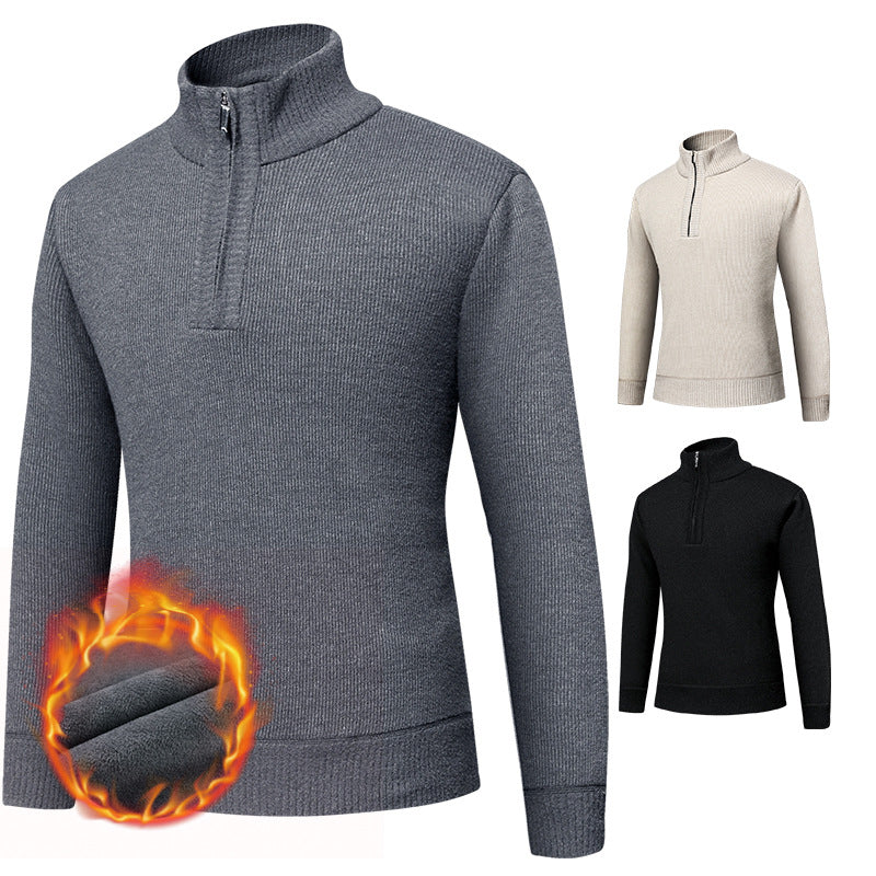 Herren kuscheliger Rollkragenpullover mit Reißverschluss EB