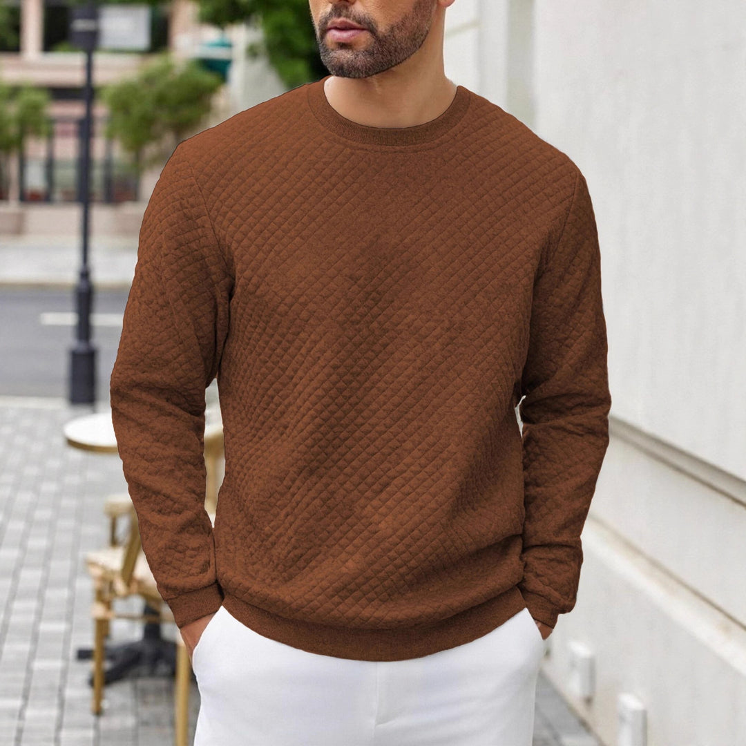 Herren nan gesteppter Sweatpullover mit Rautensteppung, geripptem Kragen und komfortablem Regular Fit EB