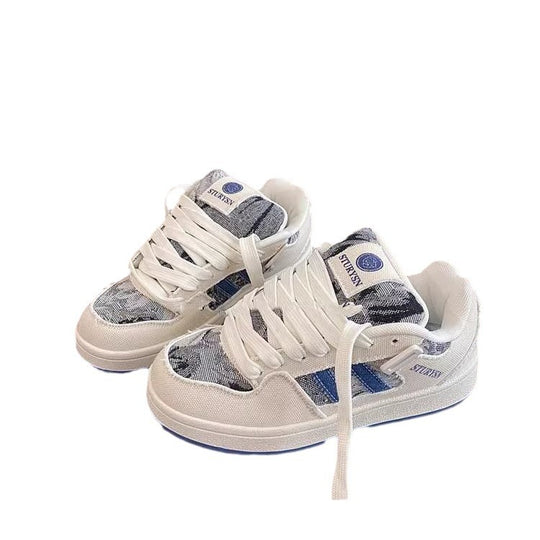 Damen Vintage Sport Sneakers mit modischem Denim-Design EB