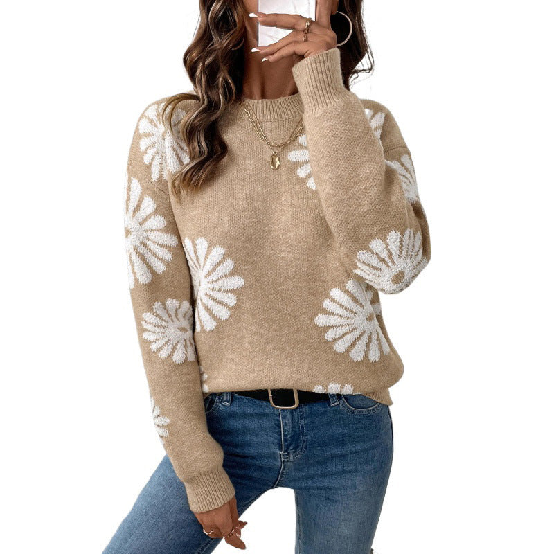 Damen Strickpullover mit floralem Design EB