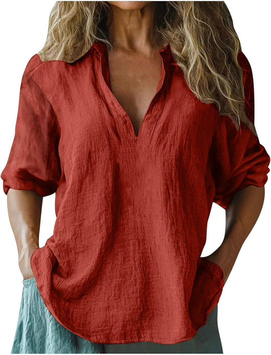 Damen lässige Leinenbluse EB