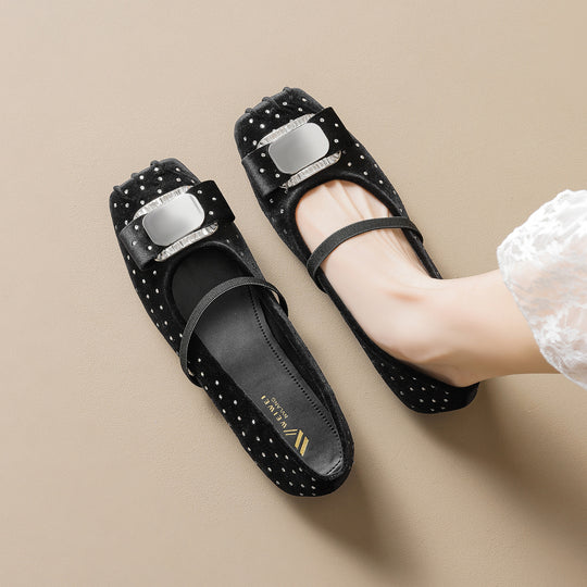 Damen Chice Ballerinas mit eleganter Schnalle und Strass-Applikationen EB