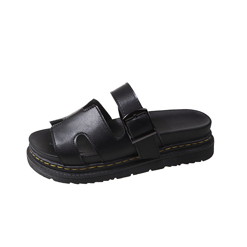 Damen bequeme Riemensandalen mit modischer Schnalle und gepolsterter Sohle EB