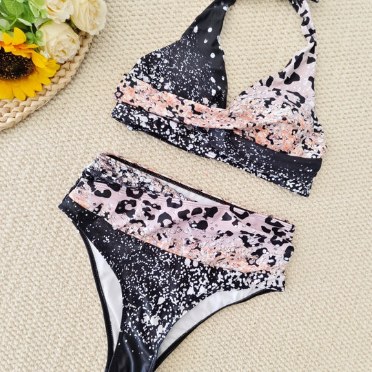 Damen Bikini-Set mit trendigem Animal-Print und modischem Schleifen-Detail EB
