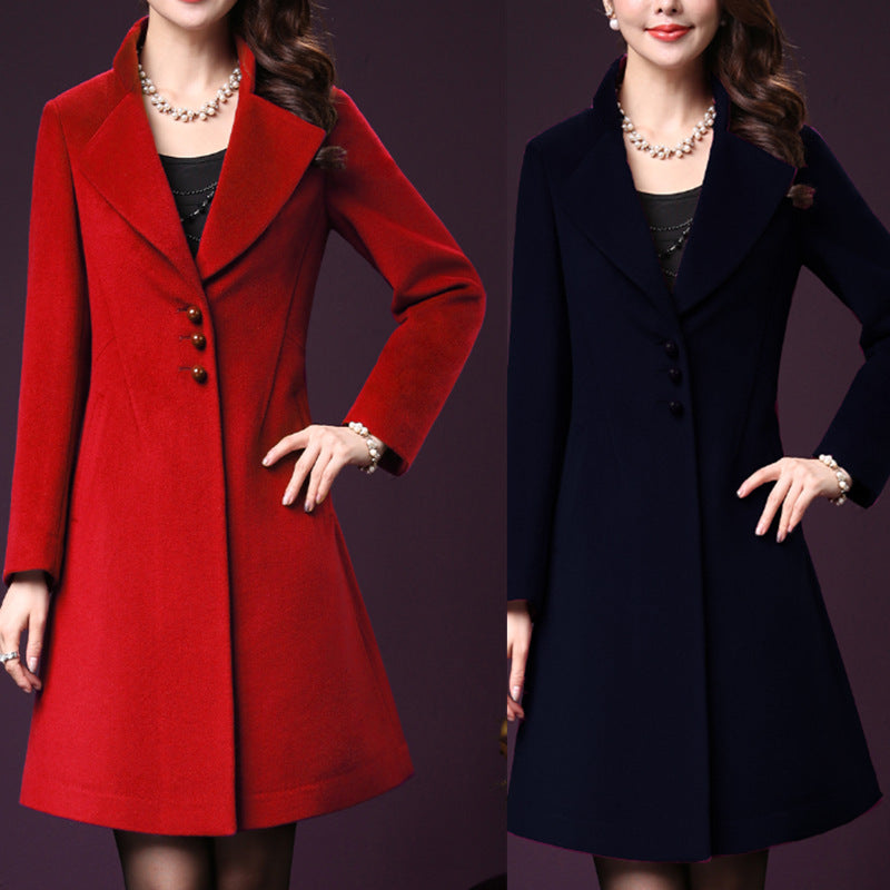 Damen eleganter Wollmantel mit schickem Revers EB
