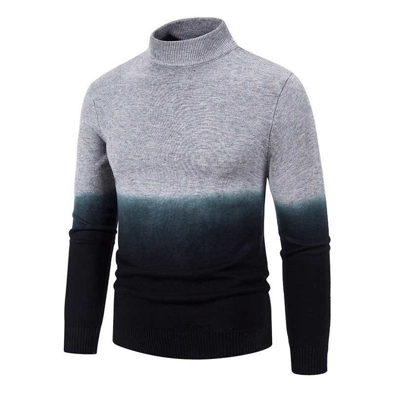 Herren hochqualitativer Rollkragenpullover mit modischem Farbübergang EB
