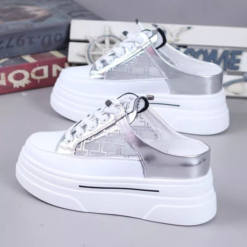 Damen Plateau Sneakers mit modischem Slingback-Design und atmungsaktiver Obermaterial EB