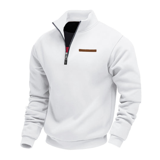 Herren nan Halbzip-Sweatshirt aus schwerem Fleece mit Stehkragen und verdeckter Brusttasche EB