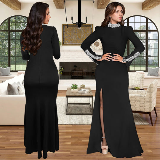 Damen Elegantes Abendkleid mit schimmernden Details und hohem Schlitz EB