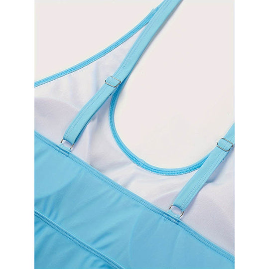 Damen Badeanzug-Set mit stilvollem Oberteil und hoch geschnittenem Höschen EB