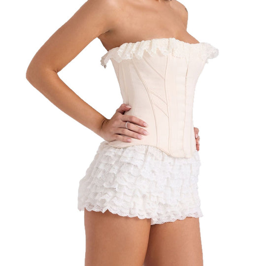 Damen Korsettoberteil mit Rüschenshorts EB