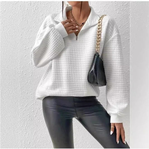 Damen Oversized Sweatshirt mit hochgezogenem Kragen und strukturiertem Design EB