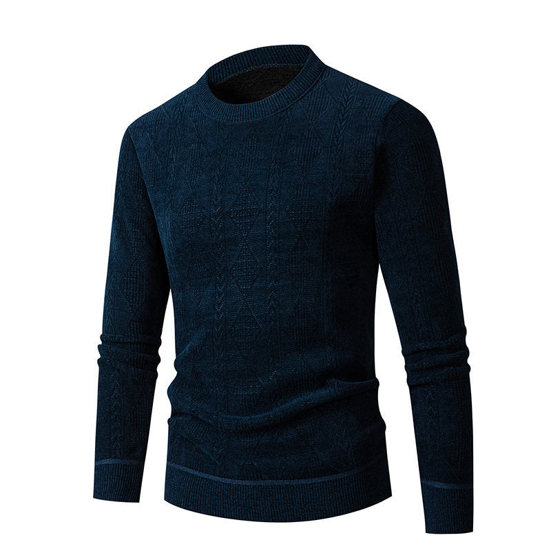 Herren Strickpullover mit strukturiertem Zopfmuster und hohem Kragen EB