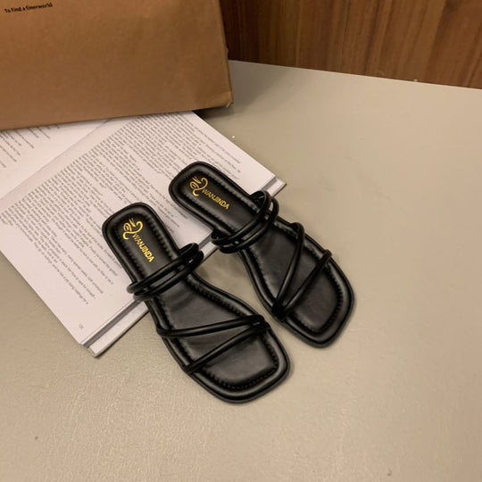 Damen elegante Riemensandalen mit geschwungenen Riemen EB