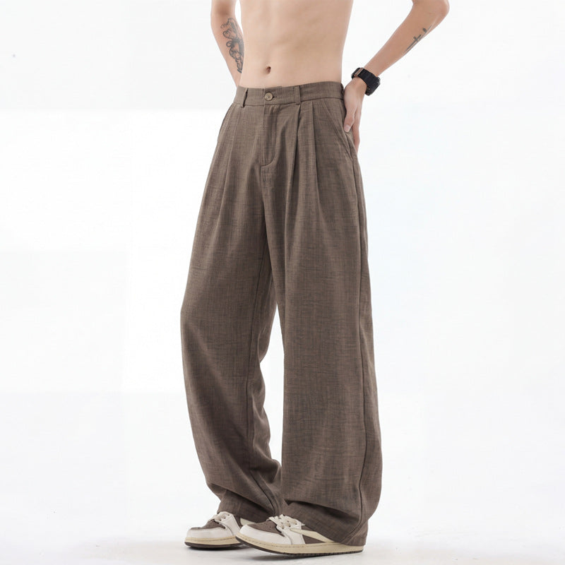 Herren nan weite Leinenhose mit hoher Bundfalte und lässigem Schnitt EB