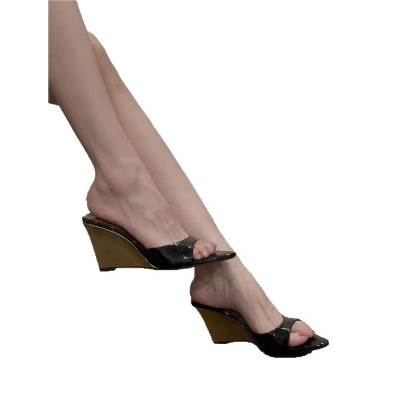 Damen moderne Slingback Mules mit glänzendem Design EB