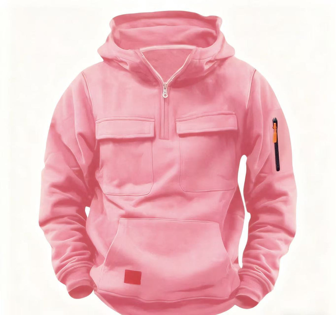 Herren funktionale Kapuzenjacke mit Reißverschluss und praktischen Taschen EB