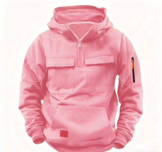 Herren funktionale Kapuzenjacke mit Reißverschluss und praktischen Taschen EB