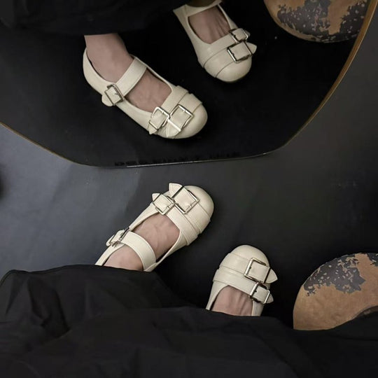 Damen Ballerinas mit modischen Schnallen und bequemer Innensohle EB