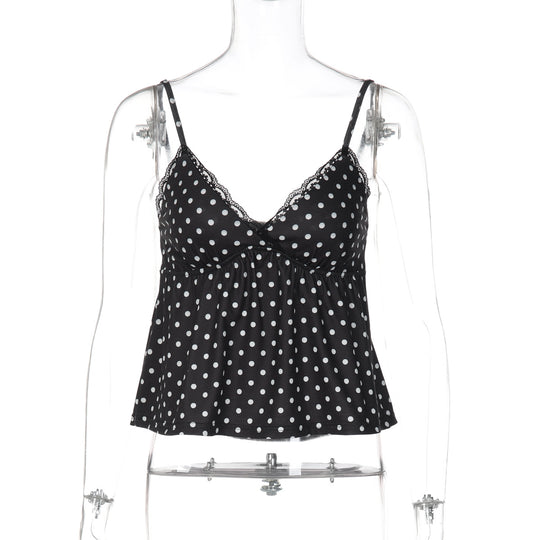 Damen Verspieltes Spaghetti-Top mit Punkten EB