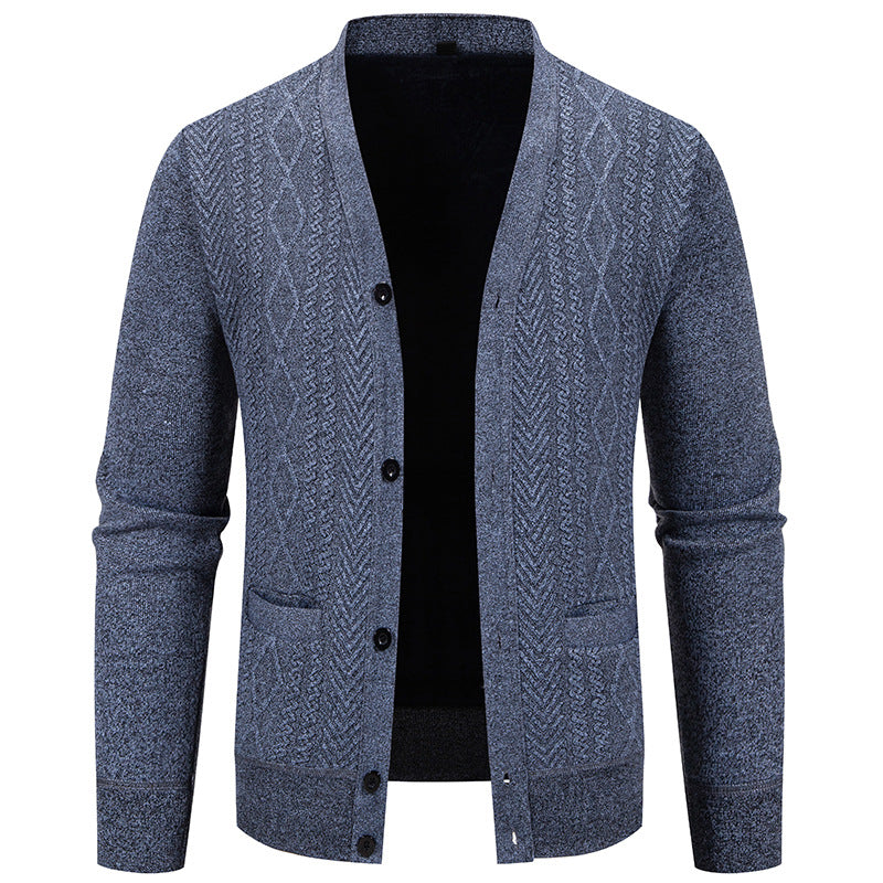 Herren Strickjacke mit strukturiertem Design und Knopfverschluss EB