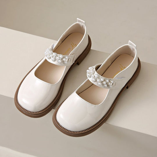 Damen elegante Mary Jane Schuhe mit funkelnder Perlenverzierung EB