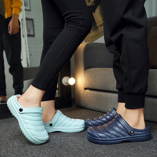 Damen Bequeme Hausschlappen mit isolierender Innenfutter und rutschfester Sohle EB