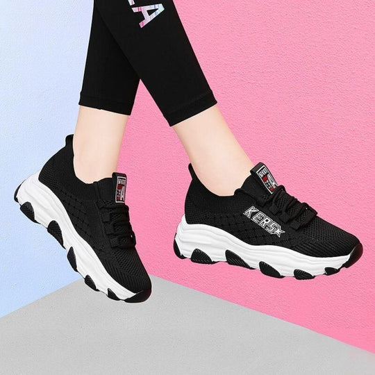 Damen Sportliche Sneakers mit flexibler Laufsohle und atmungsaktivem Obermaterial EB