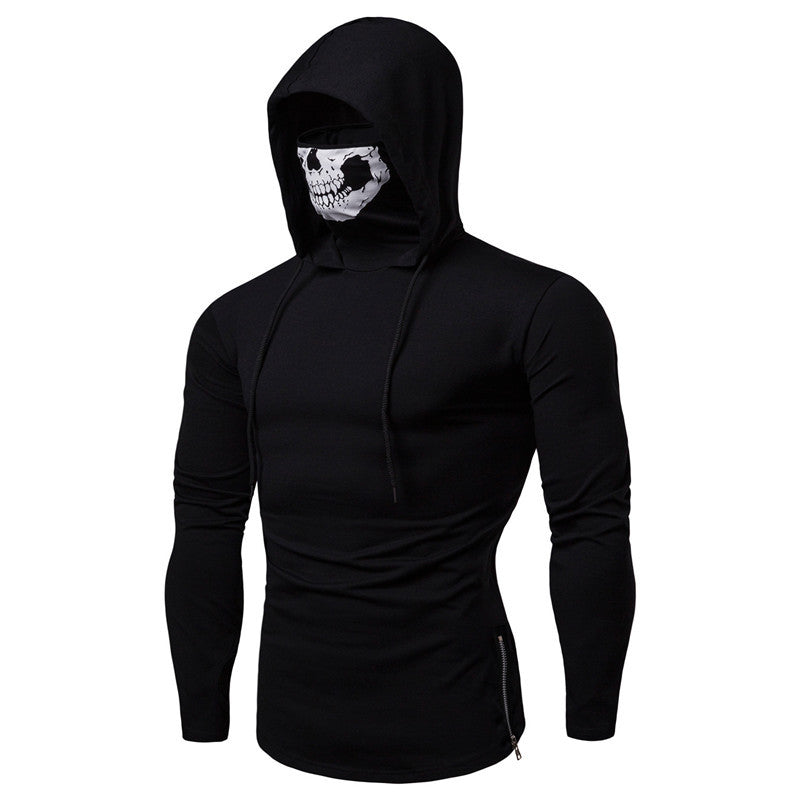 Herren Langarmshirt mit Kapuze und einzigartigem Totenkopfdesign EB