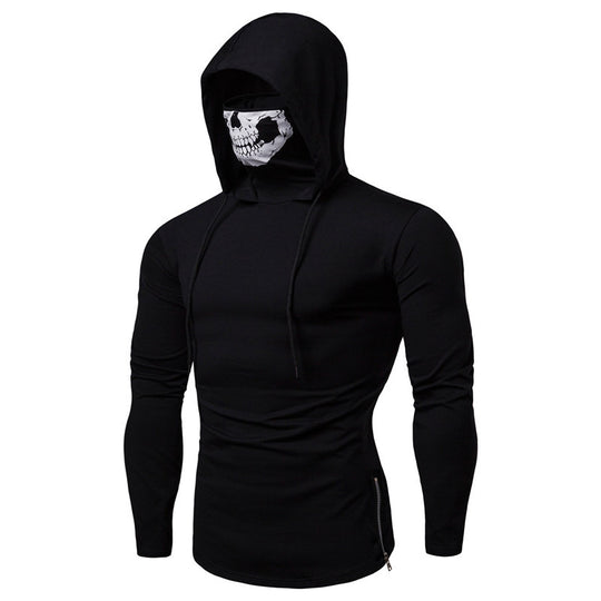 Herren Langarmshirt mit Kapuze und einzigartigem Totenkopfdesign EB