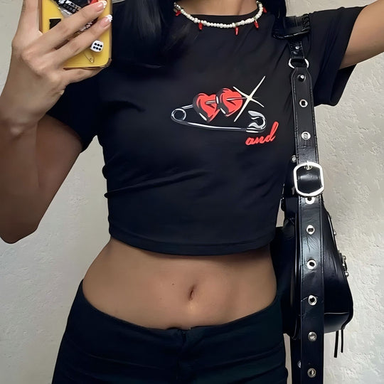 Damen Crop Top mit 90er Jahre Aufdruck EB