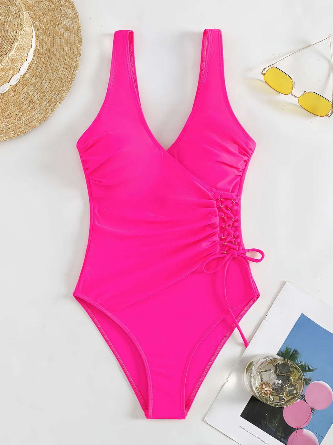 Damen Einteiliger Badeanzug mit raffiniertem Wickeldesign EB