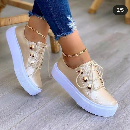 Damen modische Plattform-Sneaker mit glänzenden Dekoren EB