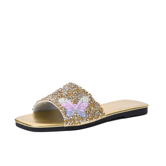 Damen glamouröse Riemensandalen mit glitzernden Details EB
