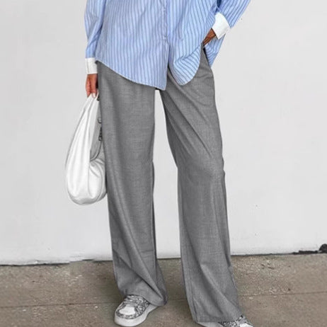 Damen Elegante weite Hose mit schickem Gürtel und Falten EB