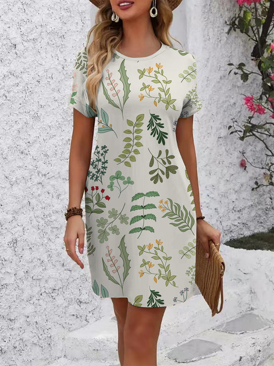 Damen T-Shirt Kleid mit kreativem Druckdesign EB