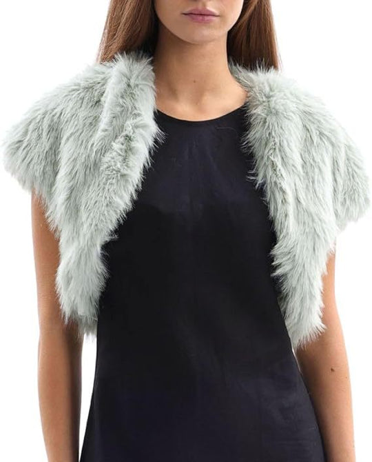Damen Flauschige Kunstpelzweste im offenen Design EB