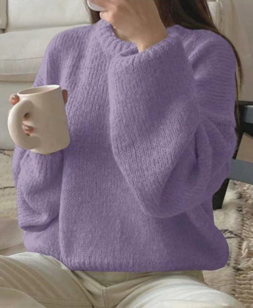 Damen Kuscheliger Strickpullover mit weitem Schnitt und klassischen Rippdetails EB