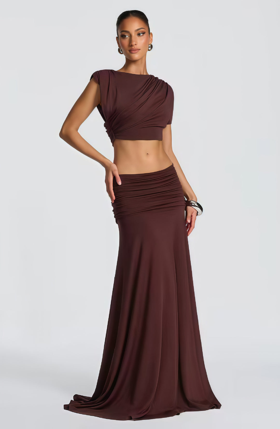 Damen Elegantes Wickelkleid mit drapiertem Oberteil und fließendem Rock EB