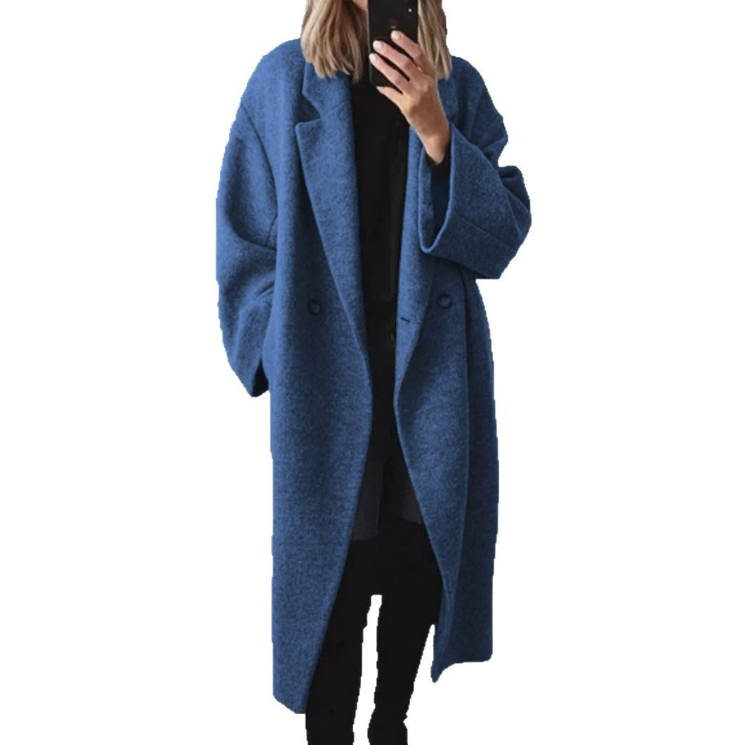 Damen Oversized Wollmantel mit elegantem Schnitt und praktischen Taschen EB