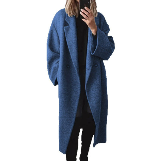 Damen Oversized Wollmantel mit elegantem Schnitt und praktischen Taschen EB