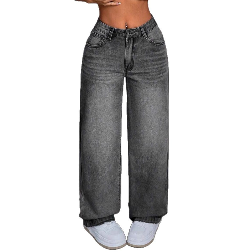 Damen Weite Denim-Hose im lässigen Urban-Style mit hohem Bund EB