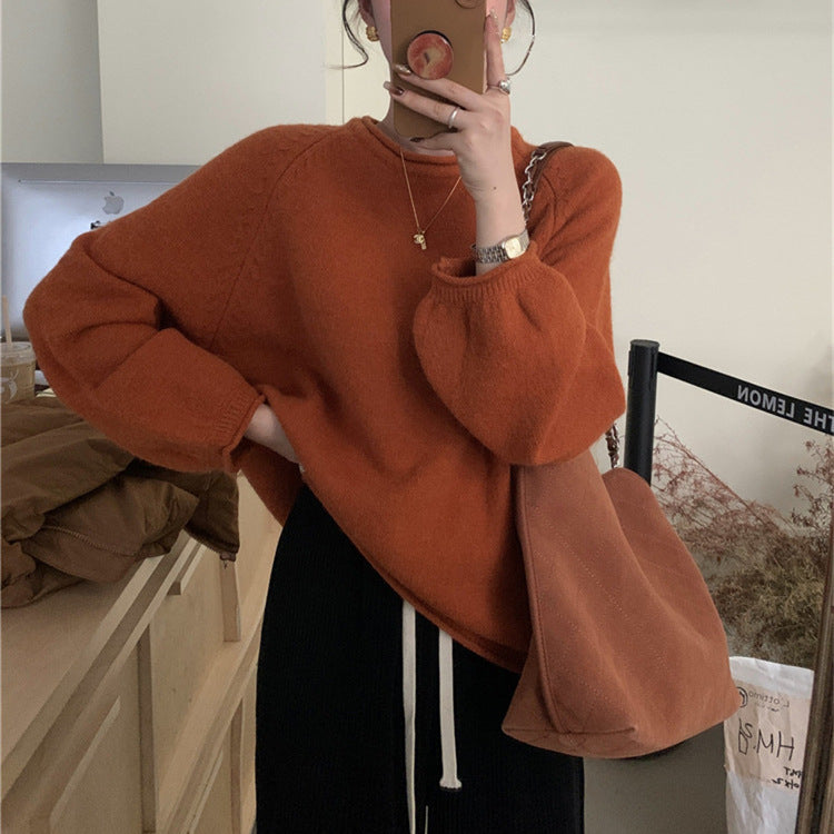 Damen Lässiger Pullover mit voluminösen Ärmeln und weichem Material EB