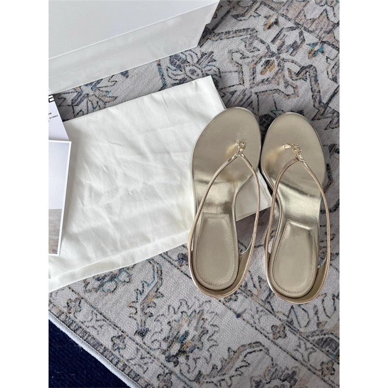 Damen elegante Zehentrenner Sandalen mit feinen Riemchen EB