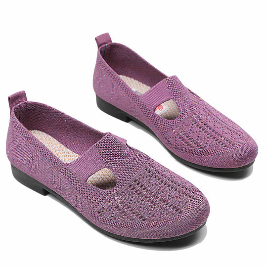 Damen atmungsaktive Slip-On Ballerinas mit elastischem Einschlupf und flexibler Sohle EB