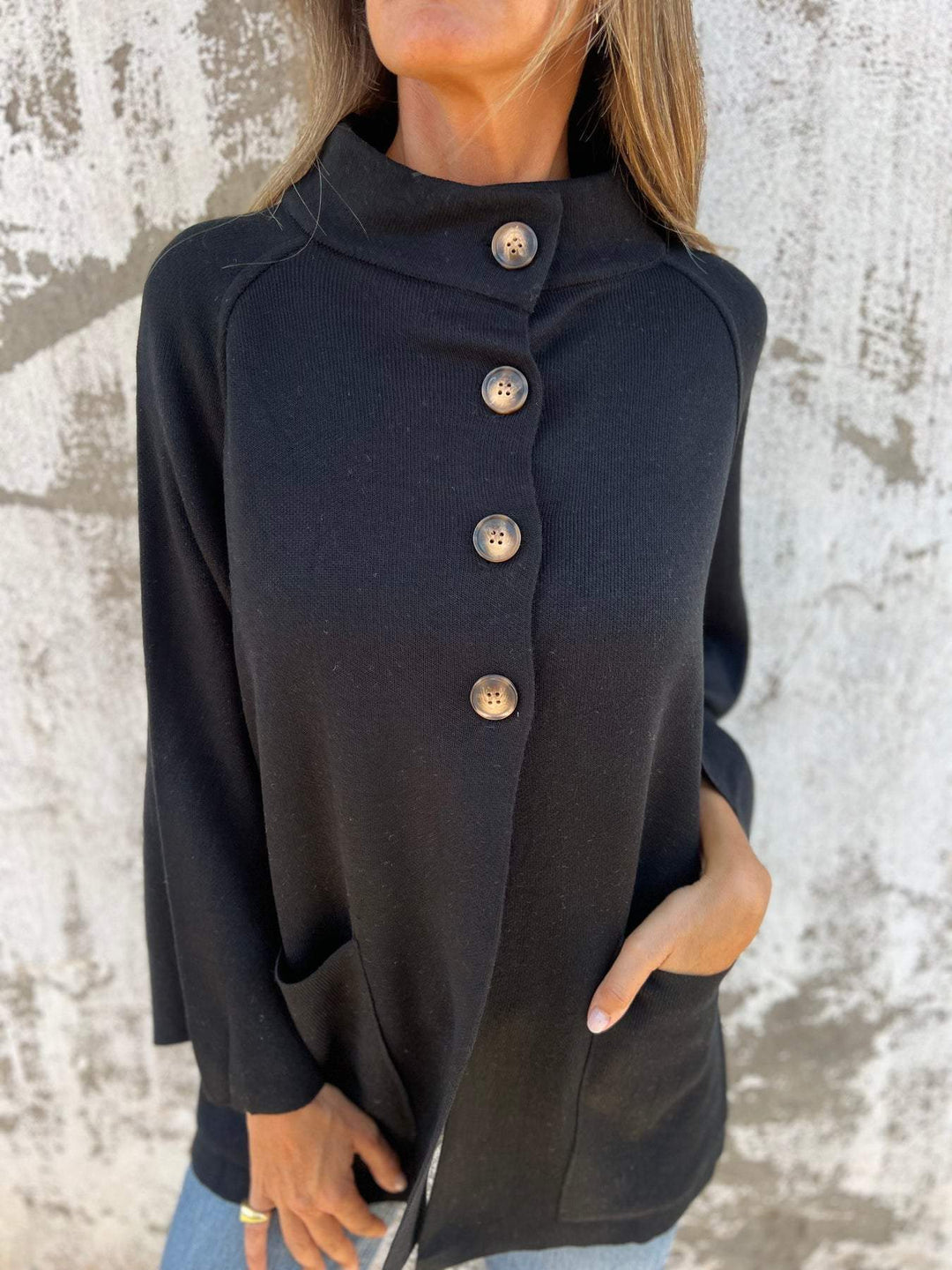 EB | Turtleneck Knopf Strickstrickjacke Jacke