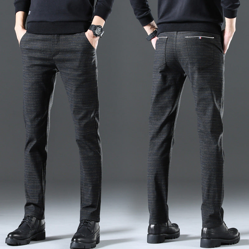 Herren moderne Chinohose mit elastischem Bund und seitlichen Taschen EB