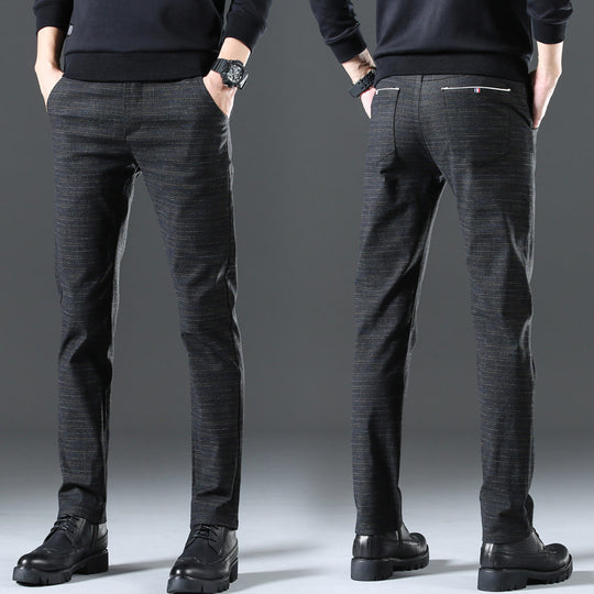 Herren moderne Chinohose mit elastischem Bund und seitlichen Taschen EB