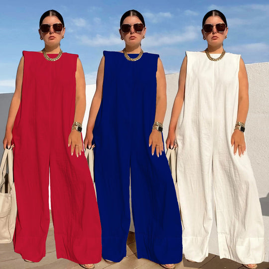 Damen Weit geschnittener Jumpsuit mit Kapuze und tiefer Taille EB